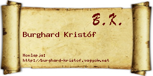 Burghard Kristóf névjegykártya